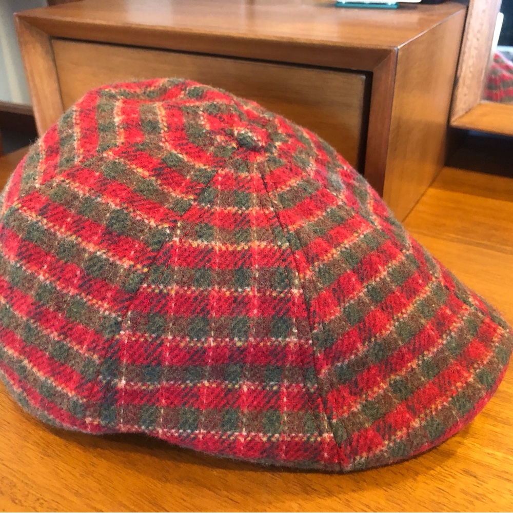 Plaid Newsboy Cap - Red and Green